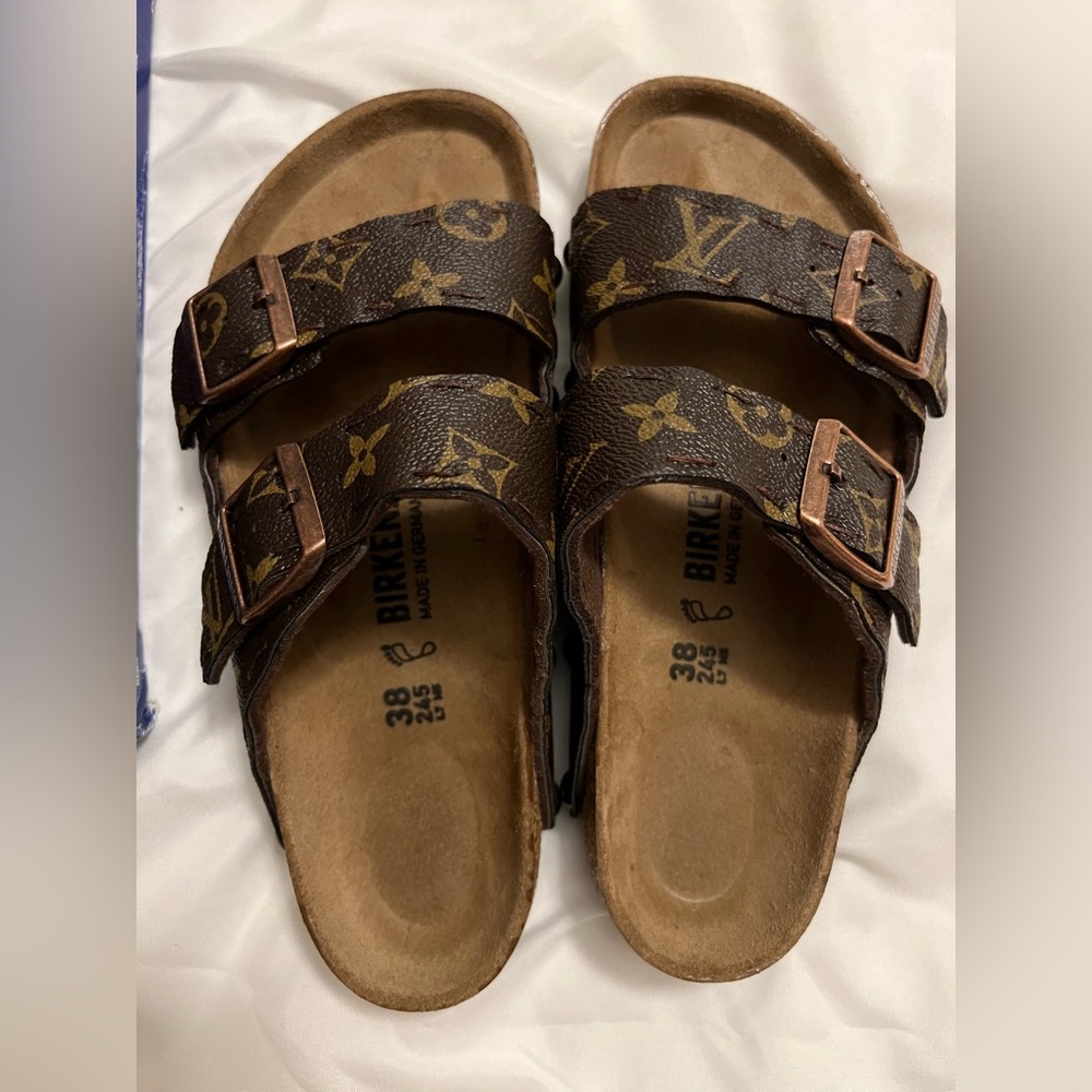Up cycled L V Birkenstock Size 38.